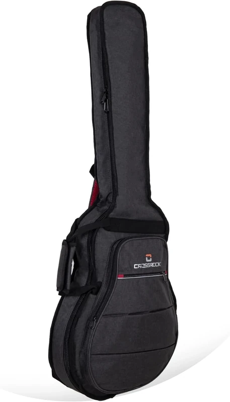 Crossrock Padded Jumbo Acoustic Guitar Bag | Backpack Straps, 10mm Foam Padding, Dual Pockets – Lightweight Gig Bag for Daily Practice & Transport -Dark Gery (CRSG107SBDG)