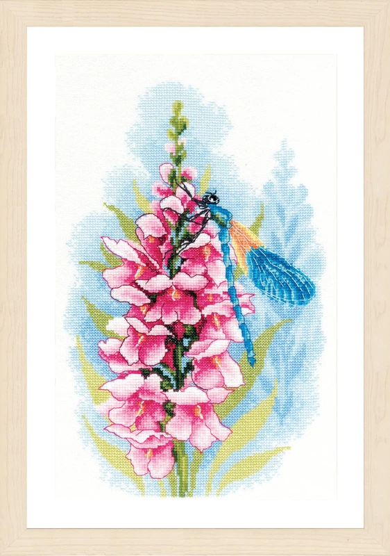Lanarte Dragonfly Cross Stitch Embroidery Kit - 22 x 33 cm Set
