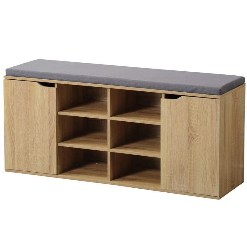 Kesper Shoe cabinet with seat cushion, material: chipboard, dimensions: W: 103 x H: 48 x D: 30.5 cm, colour: brown, 15928 13