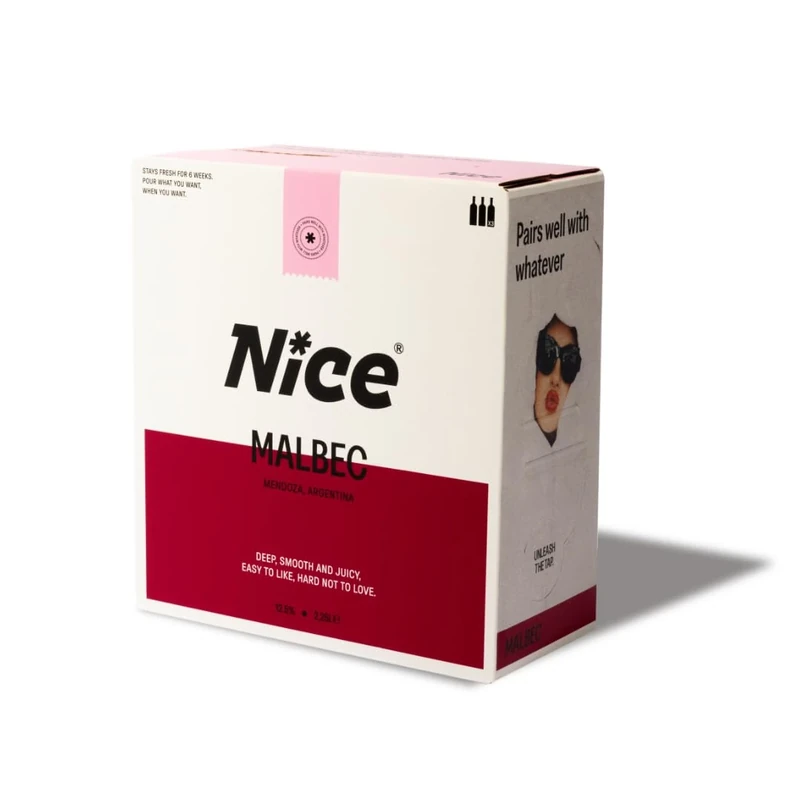 Nice Malbec, Argentinian Wine Box, Juicy & Fruity Red Wine from Mendoza Region, Darkly Fruity, Wicked Depth, 1 x 2.25L Boxed Wine