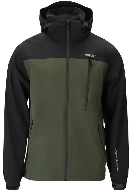 WEATHER REPORT Men's Delton rain Jacket, Green (Duffel Bag), S