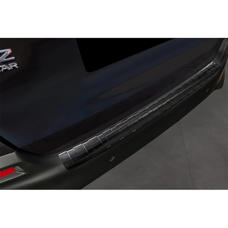 Avisa Black Stainless Steel Rear bumper protector compatible with Honda Jazz Crosstar Hyrbid 2020- 'Ribs'