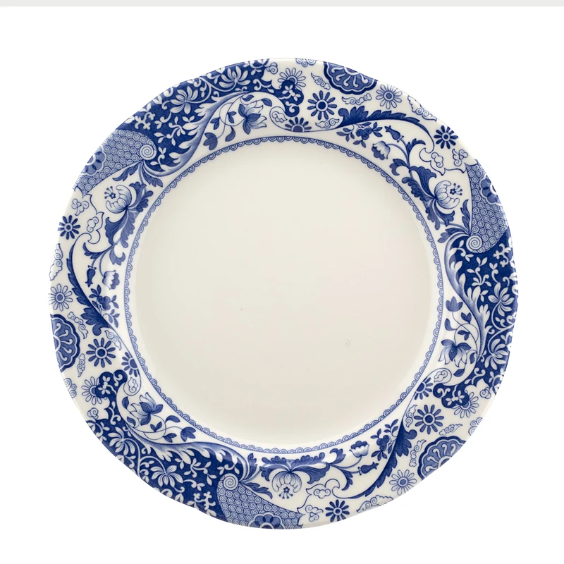 Spode BRO0100 Brocato Set of 4 27cm Dinner Plates, Blue & White
