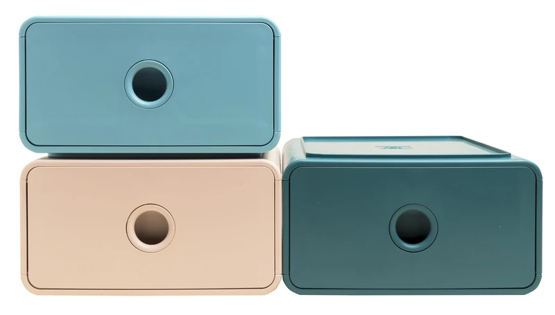 Exacompta - Ref 315406D - Box of 3 Skandi Tiny Box 1 drawer filing modules stackable - External dimensions: Depth 19 x Width 26.5 x Height 10 cm - Assorted