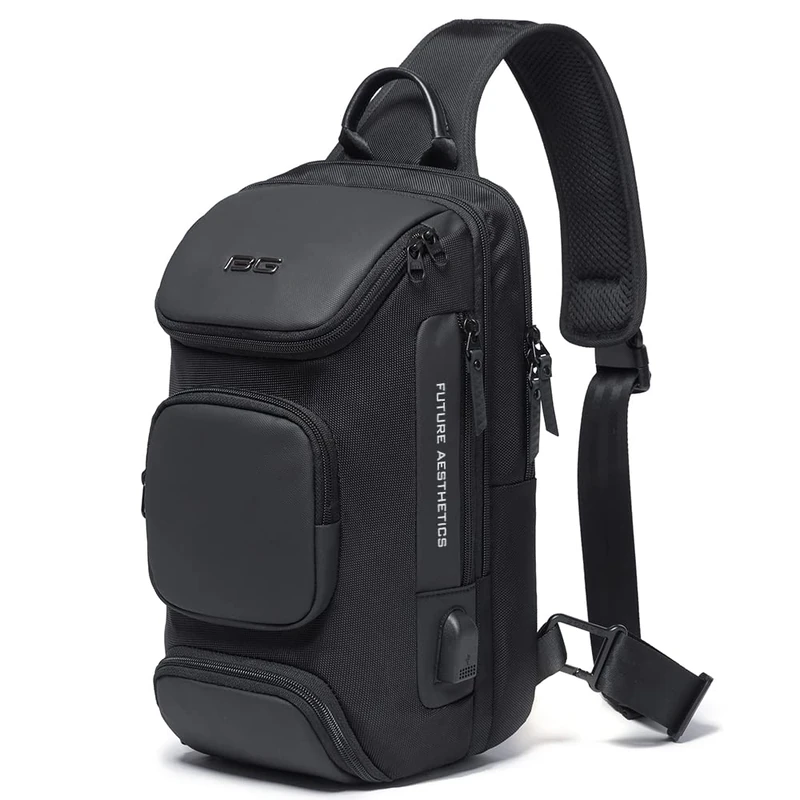 BANGE Sling Bag, Waterproof Men's Chest Bag Shoulder bags Crossbody Sling Backpack for Men Sling Backpacks7086black