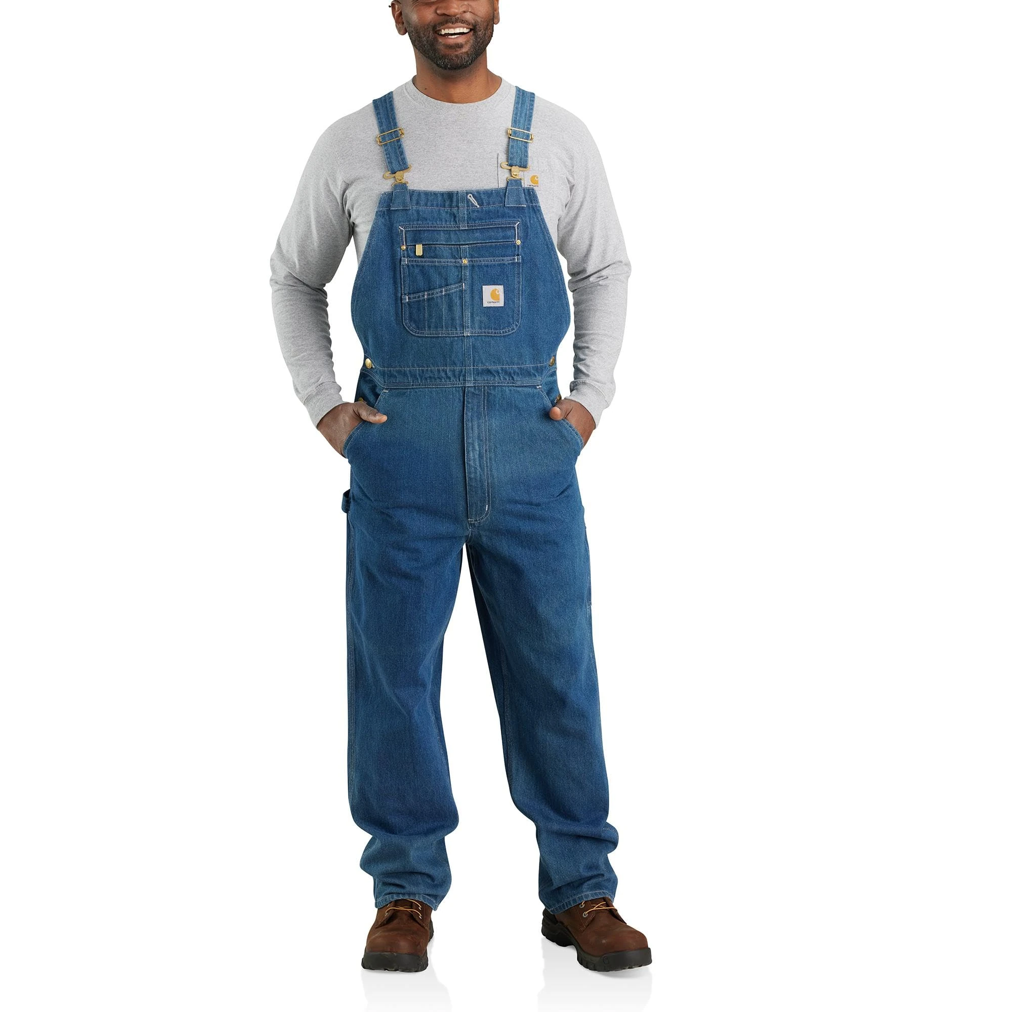 Carhartt Men's Loose Fit Denim Bib Overall, Darkstone, W36/L30