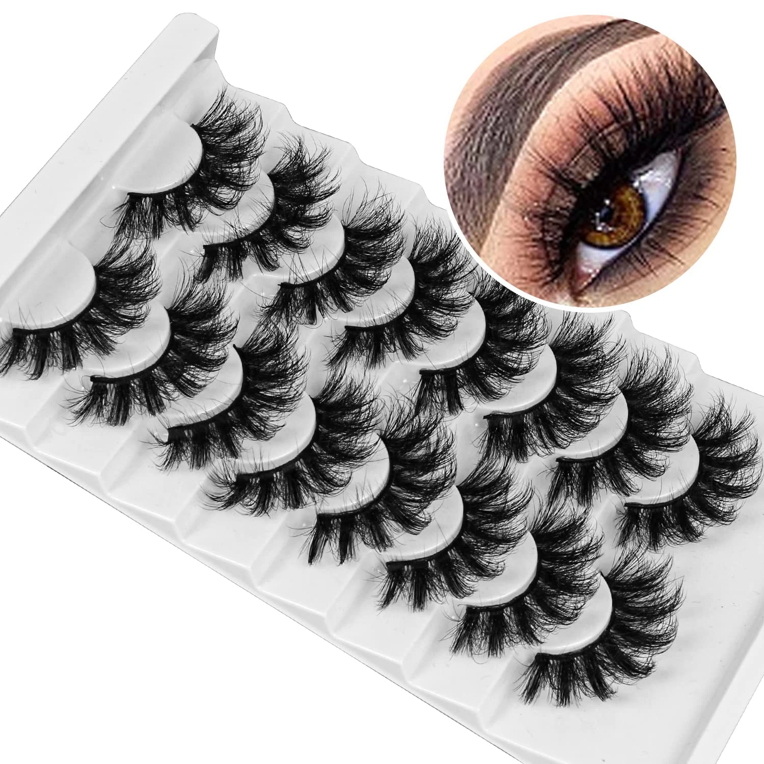 Leipple False Eyelashes 8 Pairs - Professional Reusable 8D Lashes - Natural Wispy Thick Fluffy Fake Eyelashes Fake Eyelashes (QZ-12)