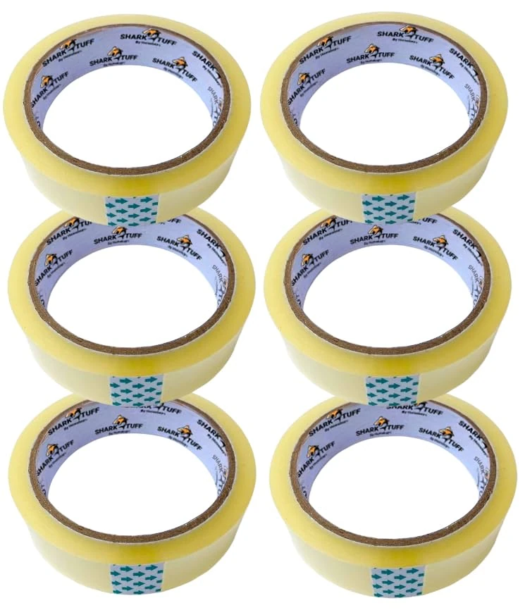 6 Pack - Cellotape Rolls Strong Clear Packing Tape Extra Long | Packaging Sellotape Transparent Stationary Gift Wrap Tape Refill 24mm x 40m