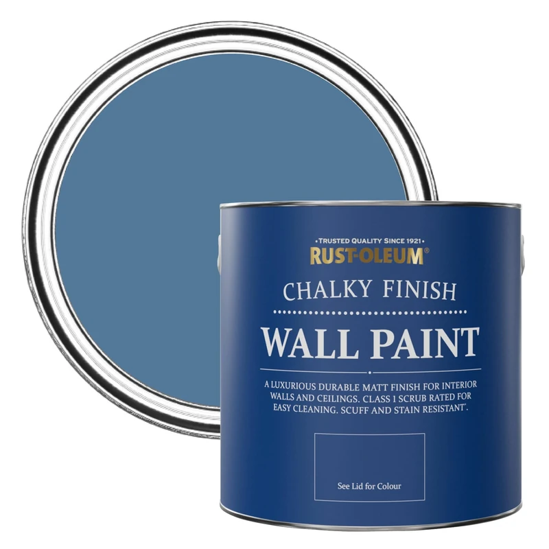 Rust-Oleum Blue Wall and Ceiling Paint in a Chalky Matt Finish - Blue Silk 2.5L