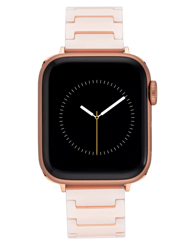 Anne Klein Ceramic Link Fashion Bracelet for Apple Watch, Secure, Adjustable, Apple Watch Replacement Band, Fits Most Wrists, Blush/Rose Gold-Tone, 42/44/45/Ultra(49mm), Modern