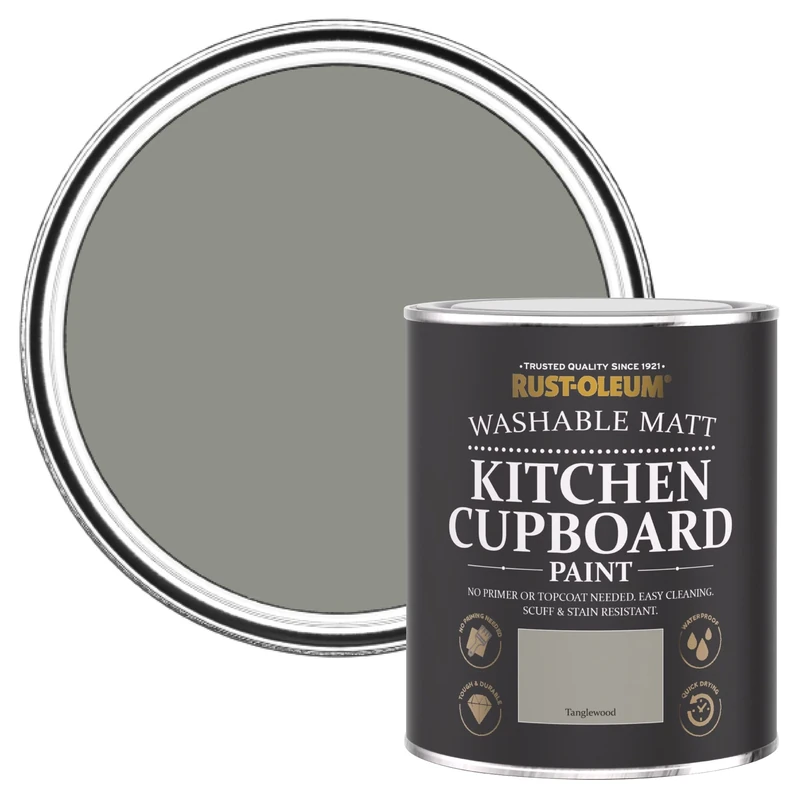 Rust-Oleum Grey Kitchen Cupboard Paint in Matt Finish - Tanglewood 750ml