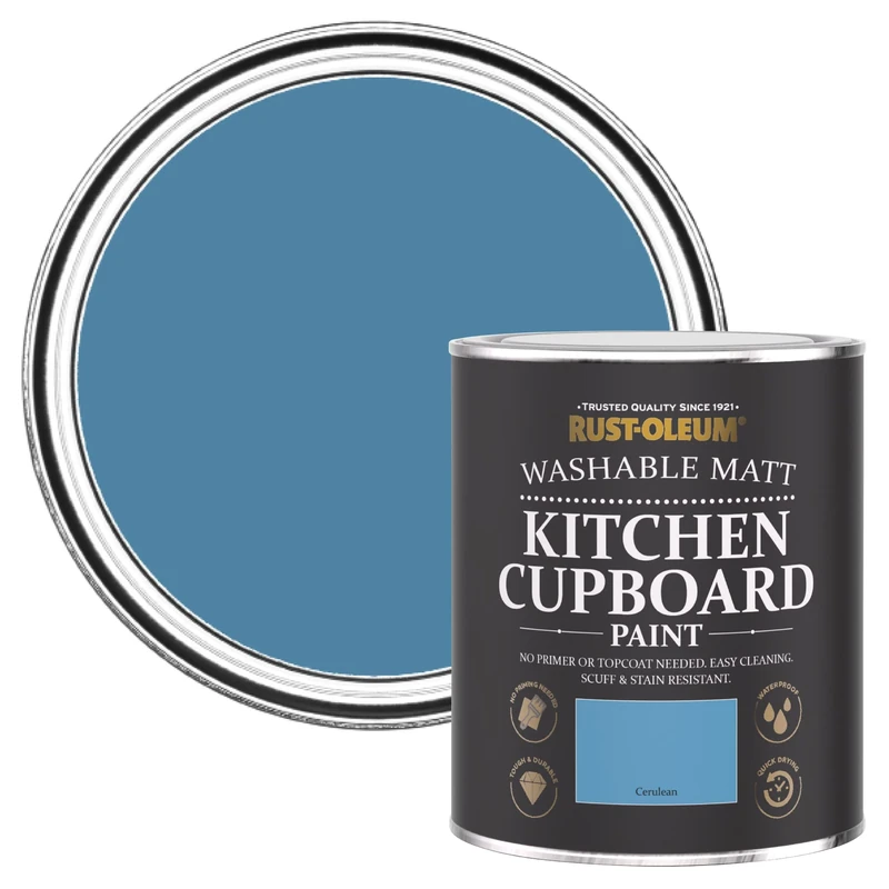 Rust-Oleum Blue Kitchen Cupboard Paint in Matt Finish - Cerulean 750ml