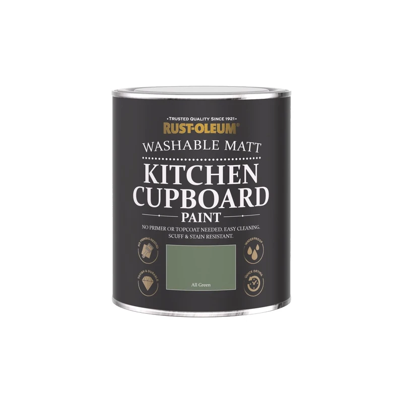 Rust-Oleum Green Kitchen Cupboard Paint in Matt Finish - All Green 750ml
