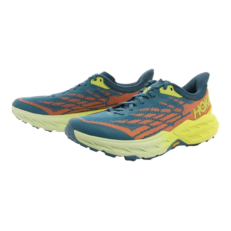 Hoka One One Speedgoat 5 Wide Men's Sneaker, Blue Coral/Evening Primrose, 9.5 UK