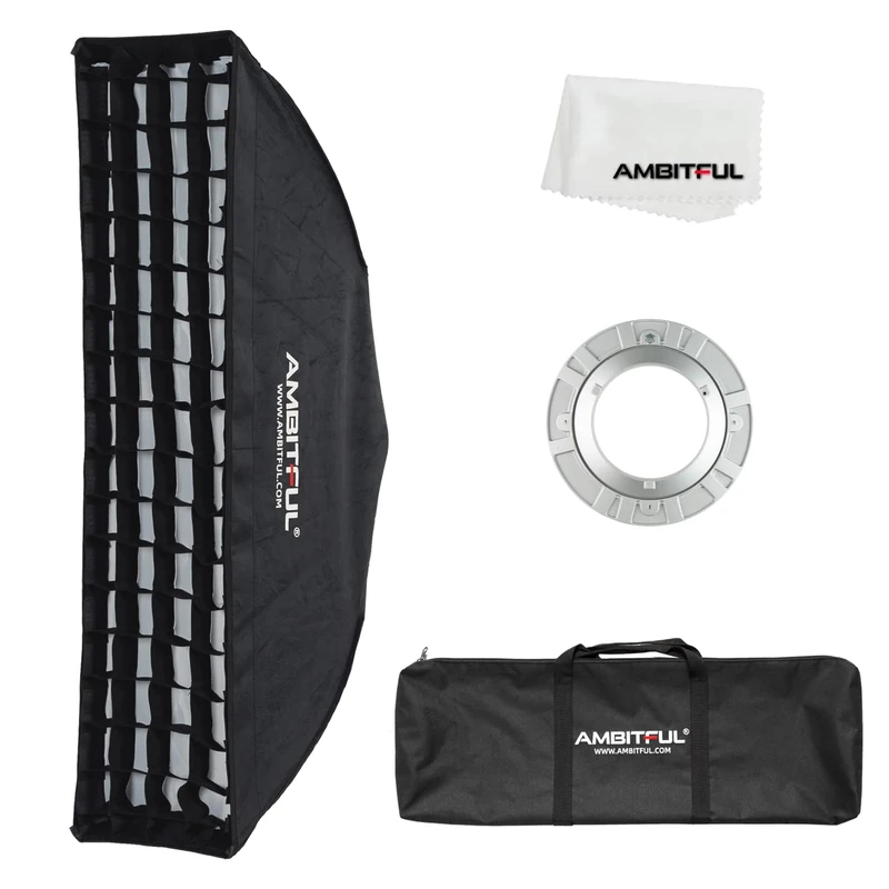 AMBITFUL FW22x90 22x90cm Strip Honeycomb Grid Bowens softbox, with Honeycomb Grid + Carrying Bag, for Bowens Mount lamp