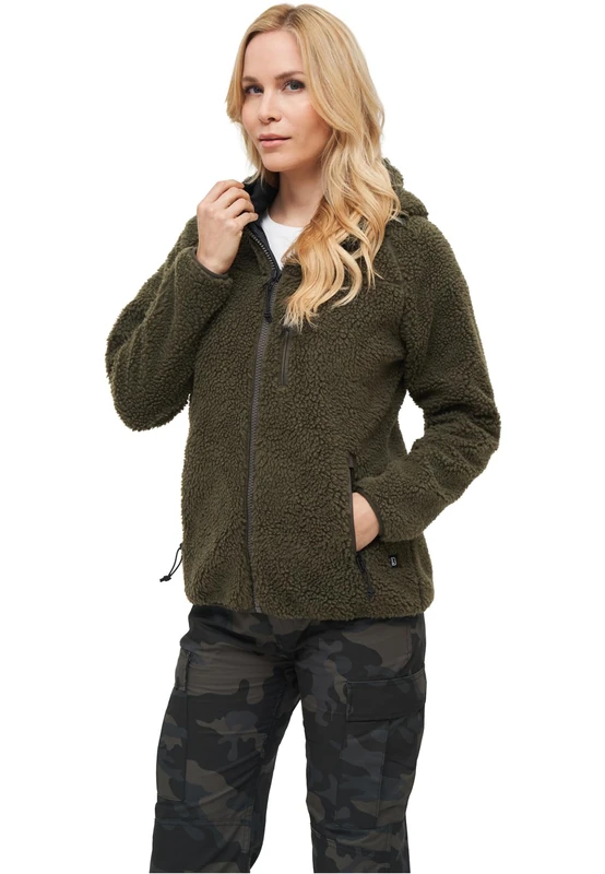Brandit Women Teddyfleece Jacket Hoode, Color: olive, Size: XXL