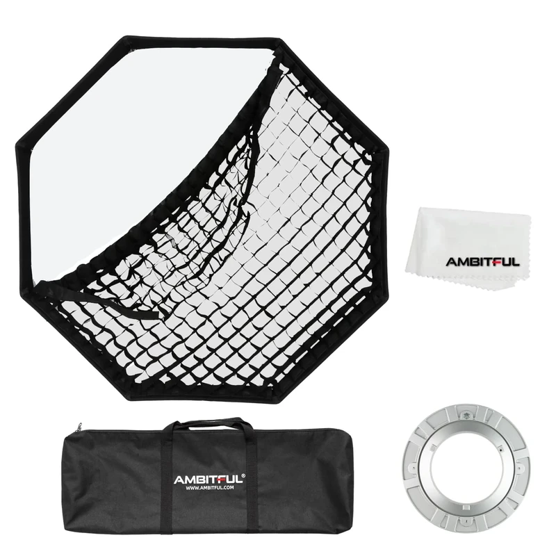 AMBITFUL FW95 95cm Octagon honeycomb grid Bowens softbox, with honeycomb grid + carrying bag, for Bowens mount lamp