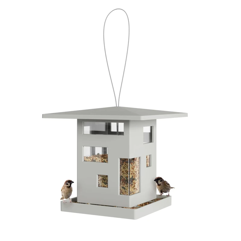 Umbra Bird Cafe Bird Feeder, Seed Dispenser with Modern House Design, for Outdoor Patio and Garden - Image 1