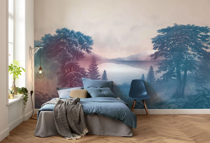 Komar Non-Woven Photo Wallpaper - Forestland - Size: 400 x 250 cm (Width x Height) - Wallpaper, Design, Living Room, Wall Decoration, Bedroom, Lake, Landscape, Nature - LJX8-061