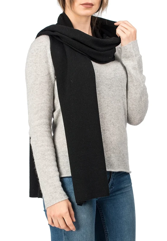 DALLE PIANE CASHMERE - Scarf cashmere blend - Made in Italy - Woman/Man, Color: Black, One Size