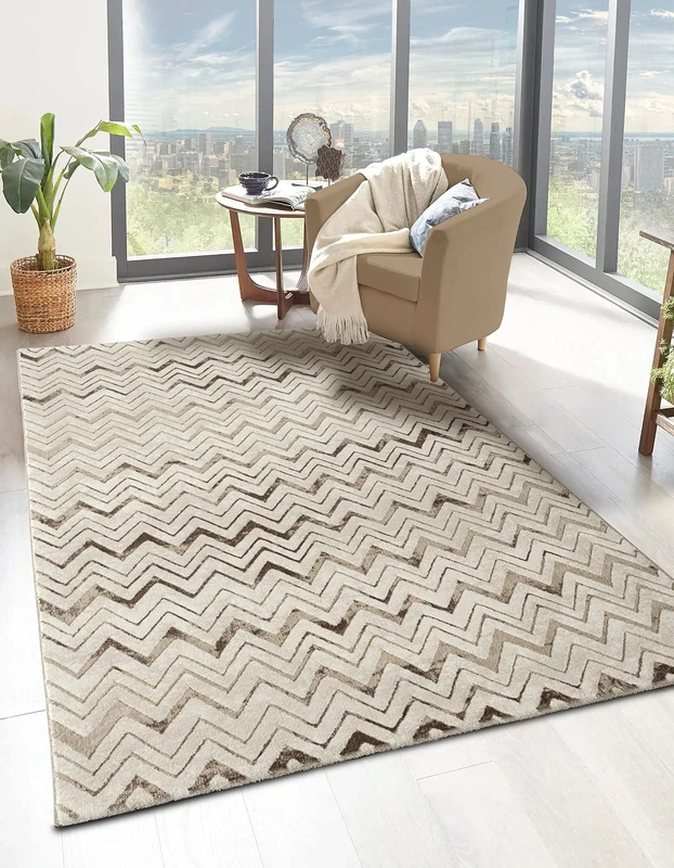 Mia's Teppiche "Anna - Modern carpet for living room, bedroom and hallway, Beige-D4, 80 x 300 cm