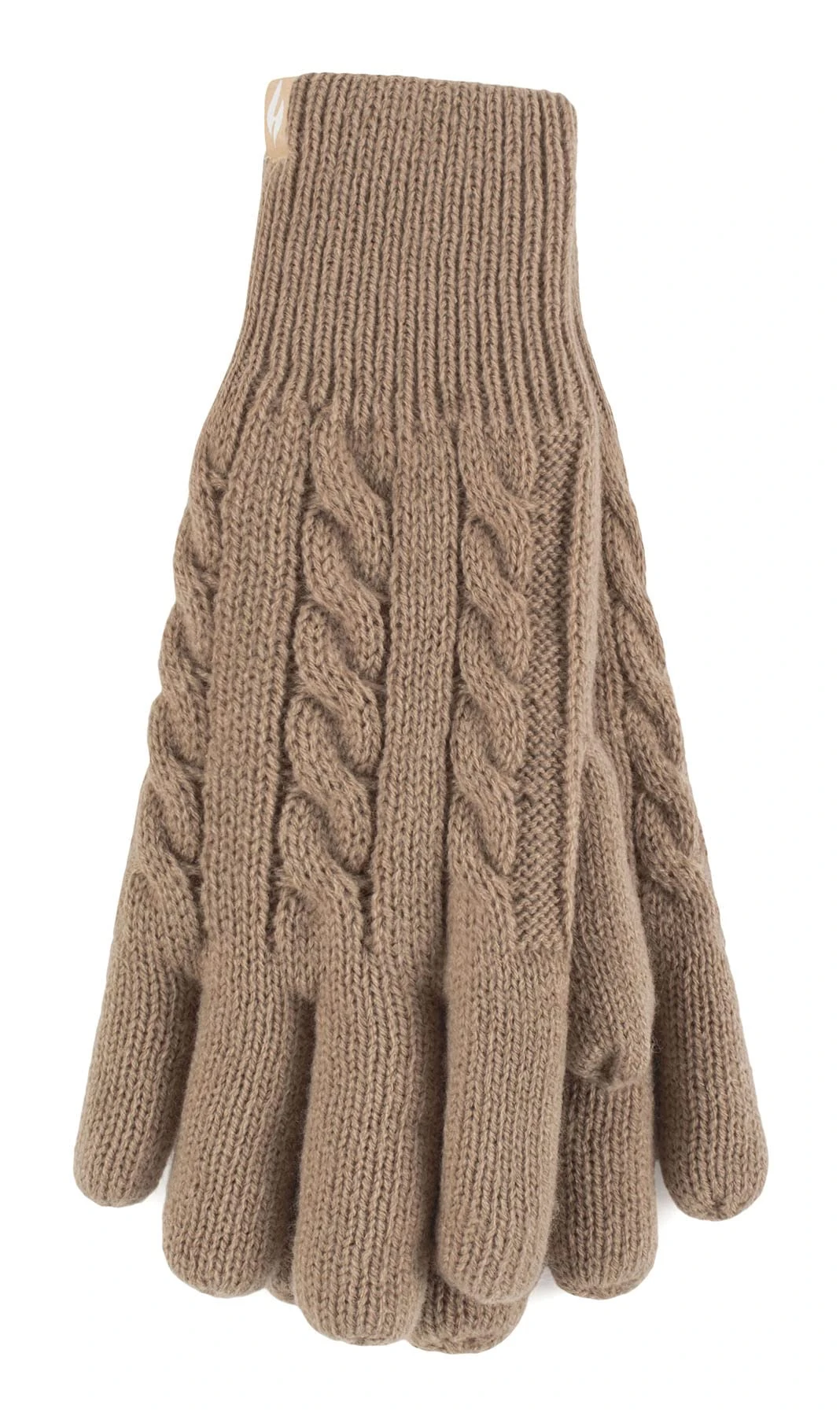 HEAT HOLDERS - Ladies Cute Striped Fairisle Warm Knitted Fleece Lined Winter Thermal Gloves (S-M, Beige)