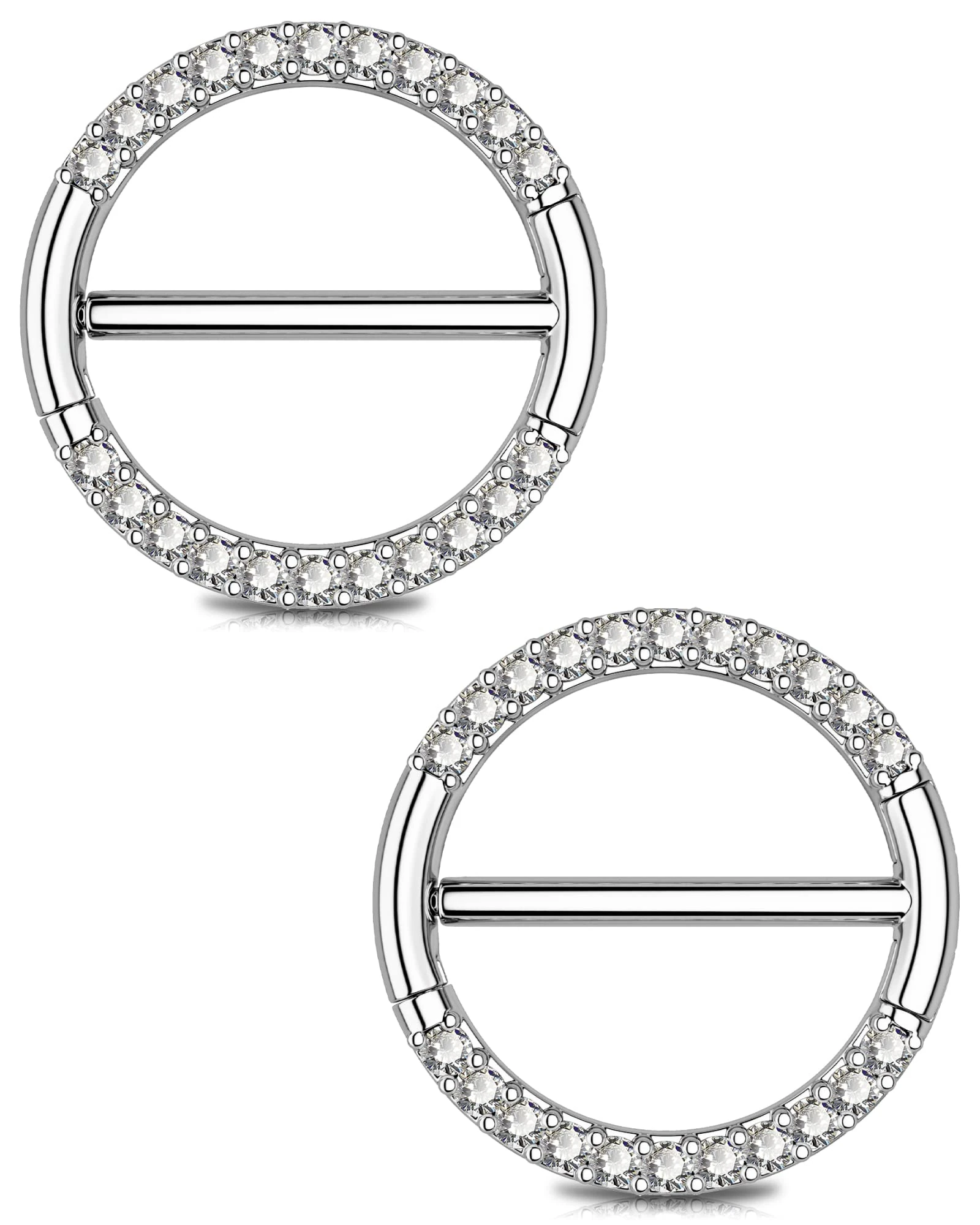 OUFER Body Piercing Nipple Bars 14G 316L Stainless Steel Clear CZ Nipple Rings Clicker Piercing Barbell
