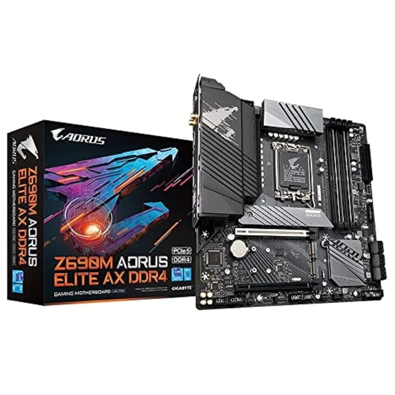 Gigabyte Z690M AORUS ELITE AX DDR4 Micro ATX Motherboard - Supports 12th Gen Intel Core Processors (LGA 1700), 12+1+2 VRM Design, DDR4-5333(OC) Memory, Fully Covered Thermal Design & WIFI6 802.11ax