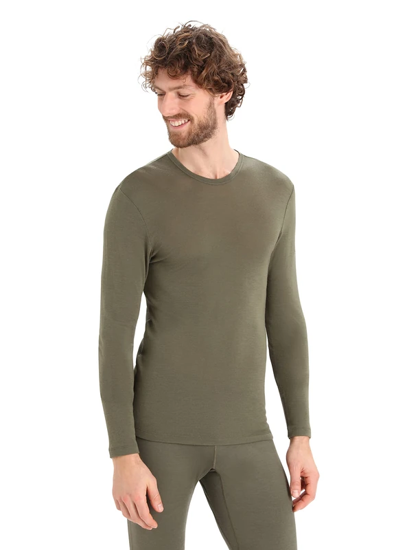 Icebreaker Men's 175 Mid Weight Everyday Top - Long Sleeve Crew T-Shirt - 100% Merino Wool Base Layer - Loden, L
