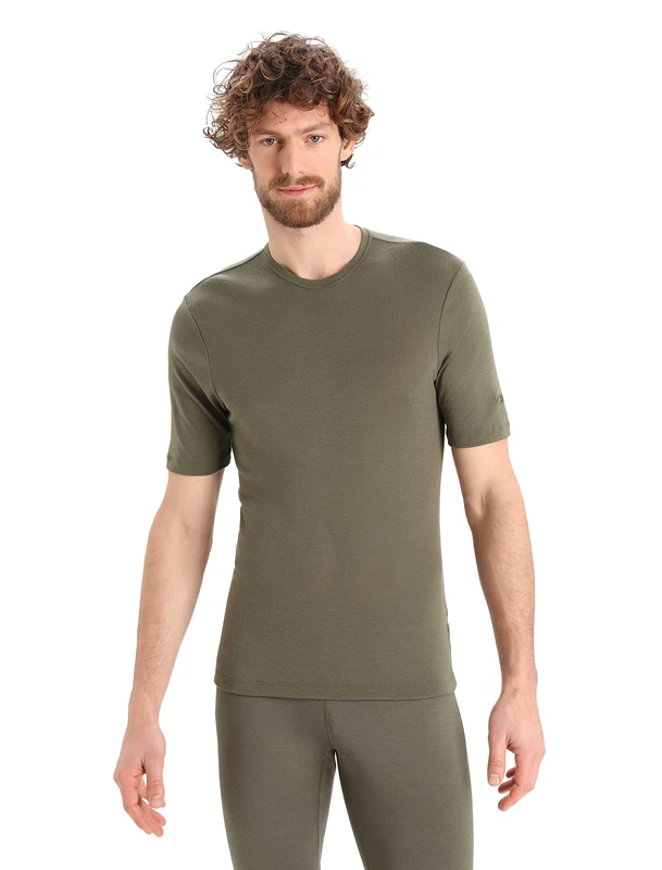 Icebreaker Men's Everyday Short Sleeve Crewe Top - Gym Top - 100% Merino Wool Base Layer - Loden, XXL