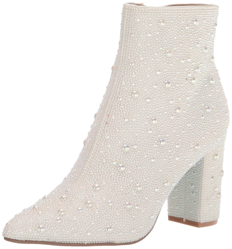 Betsey Johnson Women Glam Ankle Boot, Pearl, 6.5 UK