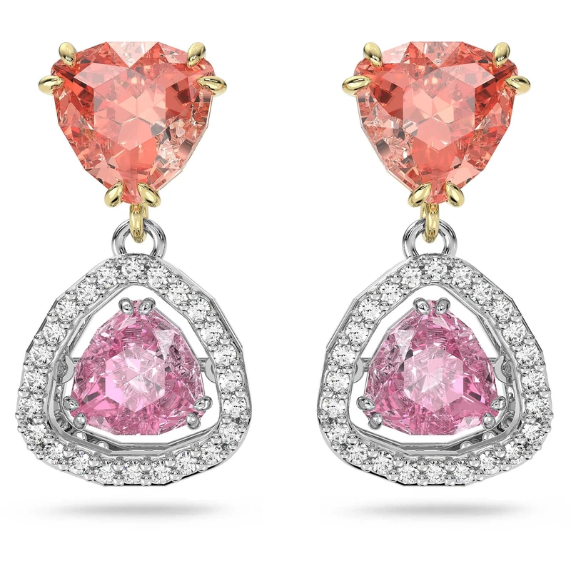 Swarovski Millenia Drop Earrings, Pink, Red and Clear Crystals in a Mixed Metal Setting, from the Millenia Collection