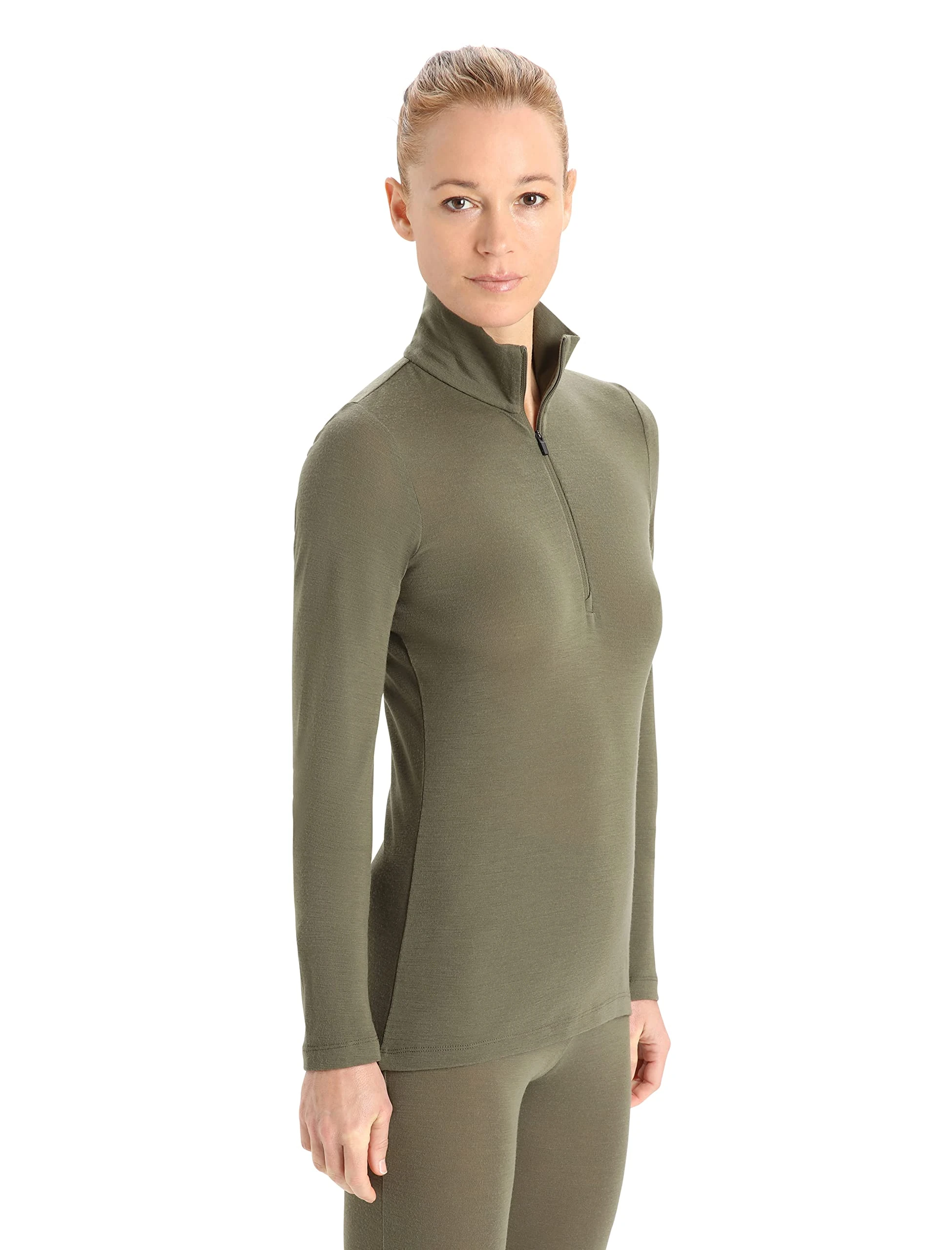 Icebreaker Merino Women's Standard 175 Everyday Cold Weather Base Layer Thermal Long Sleeve Half Zip Top, Loden Green, M