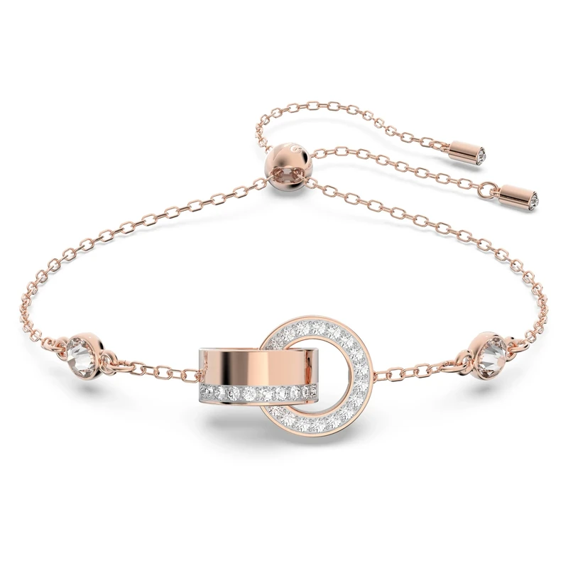 Swarovski White Crystal Bracelet, Pavé Crystals in a Rose Gold Tone Plated Setting, from the Hollow Collection