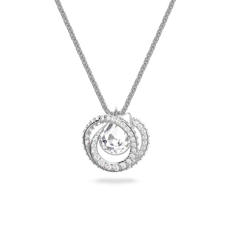 Swarovski Generation Pendant Necklace, White Crystals, Rhodium Plated from the Generation Collection