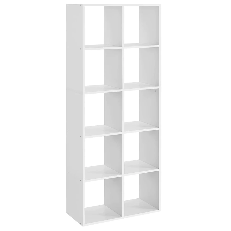 VASAGLE Bookcase, 10 Cube Storage Unit, Bookcase for Living Room, Study, Office, Bedroom, Room Divider Shelf, Scandinavian Style, White LBC168T14