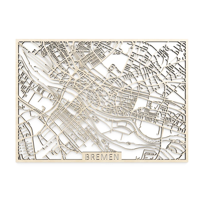 Papurino Bremen Wooden City Map - Image 1
