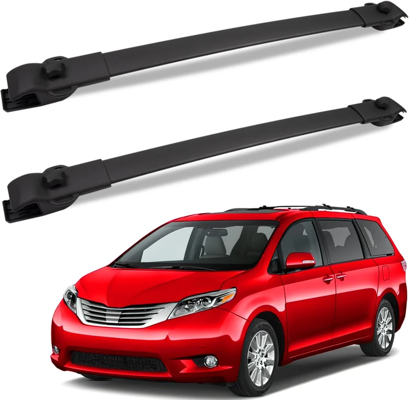 FengYu Roof Rack Cross Bars 220lb Compatible with 2011-2020 Toyota Sienna, Heavy Duty Aluminum clampers and Bars, Cargobar Black Rooftop Rails Carrying Bag Luggage Canoe Bike Kayak Carrier
