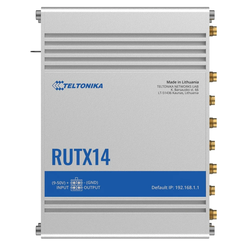 Teltonika RUTX14 Industrial 4G Router, 4G LTE Cat 12, Dual SIM, Wi-Fi 5, Advanced VPN, 5x Gigabit Ethernet Ports, Bluetooth