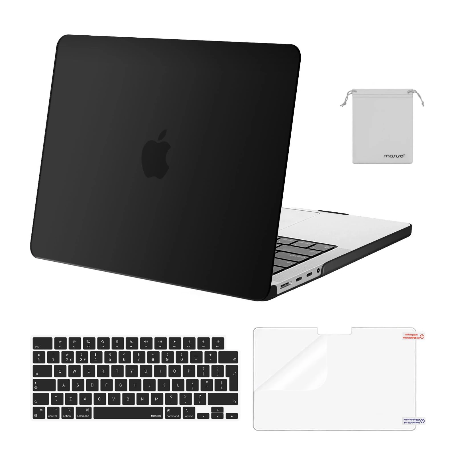 MOSISO Compatible with MacBook Pro 14 inch Case 2025-2021 M5 M4 M3 M2 M1 A3434 A3112 A3185 A3401 A2918 A2992 A2779 A2442, Hard Shell Cover &Keyboard Skin &Screen Protector &Pouch, Black