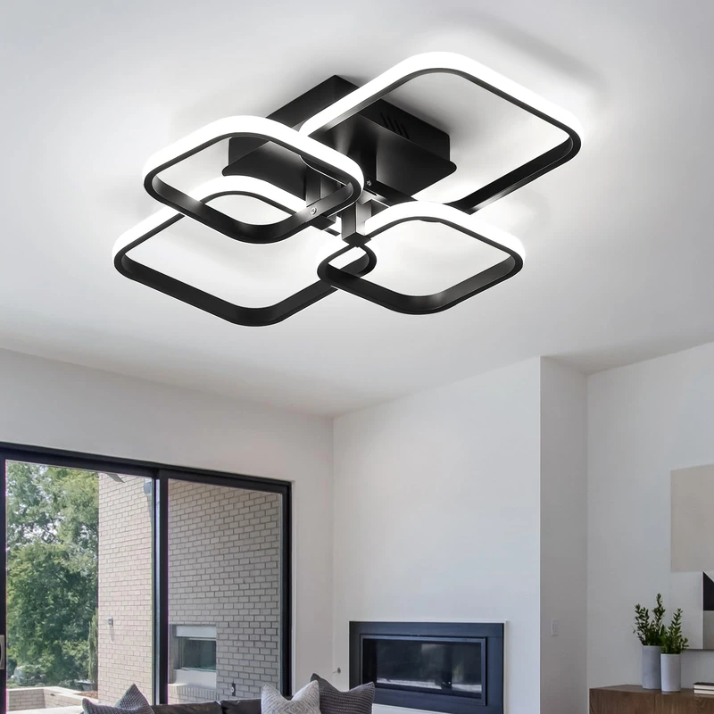 Comely 60W Modern LED Ceiling Light - 6750LM Black Square Lamp