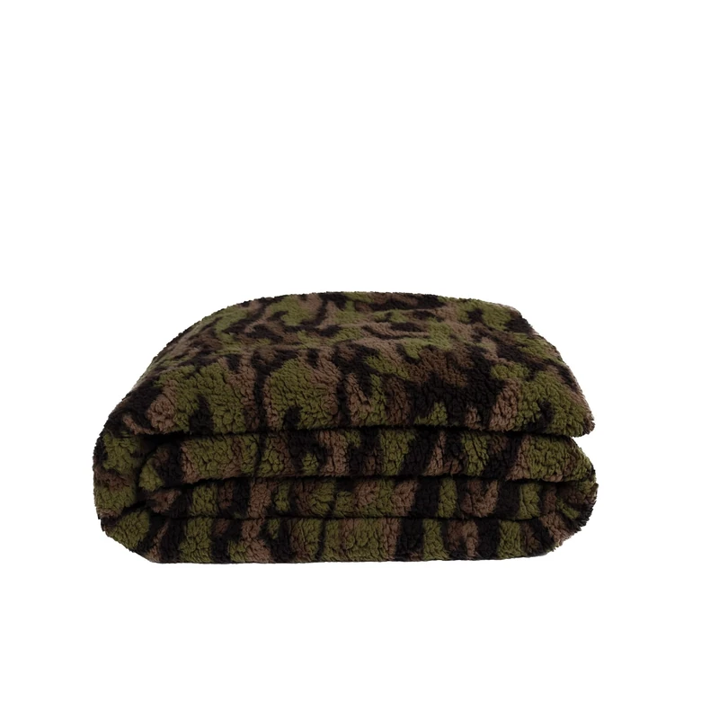 Reborn Camouflage Blanket - Double-Face Faux Fur Cuddly Blanket - Fluffy and Luxurious Faux Fur Blanket with Cotton Inside - 140 x 190 cm - 670 Forest - by Zoeppritz since 1828 - Image 1
