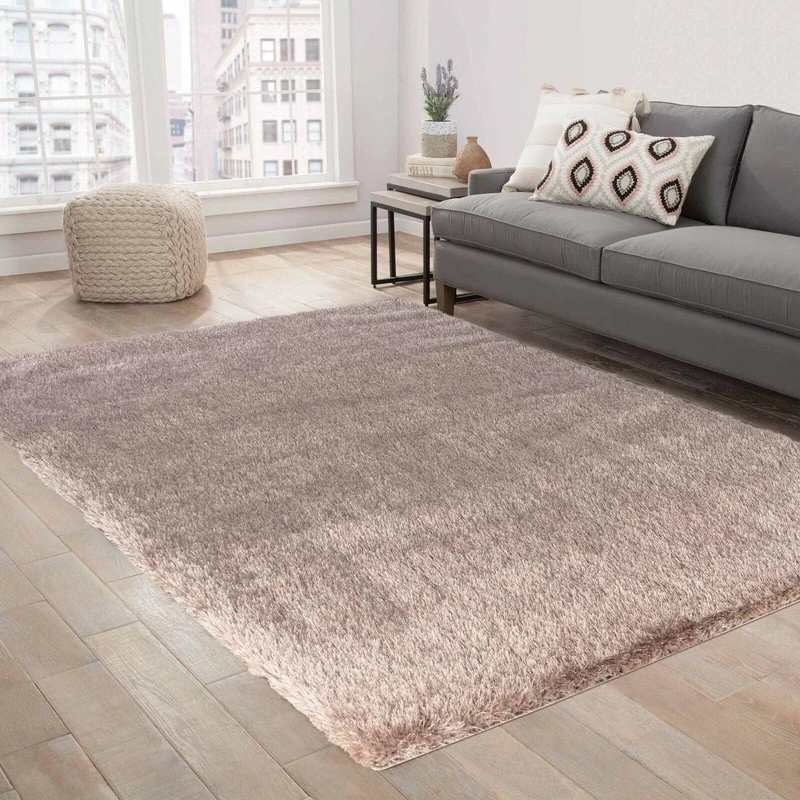 Serdim Rugs Modern Soft Plain Shiny Shimmer Living Room Polyester Shaggy Area Rugs, Bronze, 120x170cm (4'x5'6")