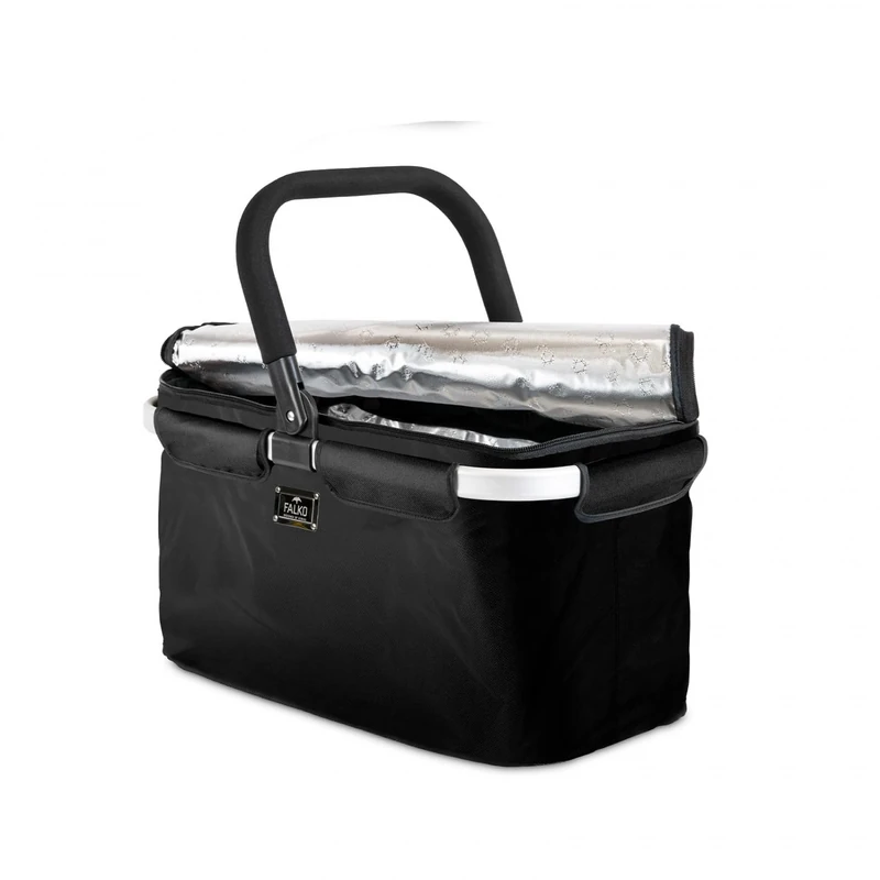 Genius Falko A14368 Thermal Shopping Basket Black | Shopping Bag 22 L Large Foldable with Lid | Carry Basket with Cooling Function for on the Go