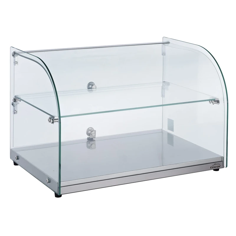 Lacor 69601 Neutral Glass, Food Display, Bread Bin, Display Case for Cakes, Stainless Steel Base, 55.5 x 37.5 x 37.0 cm, 45L, Transparent