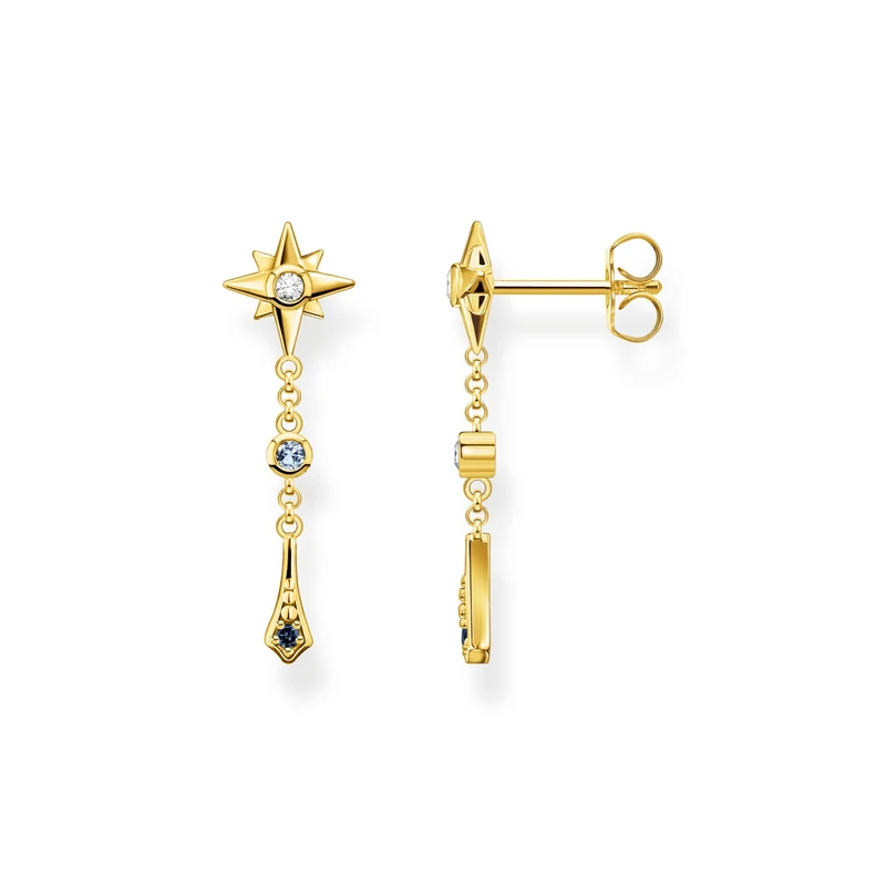 Thomas Sabo earrings Royalty star with stones gold-plated silver H2209-959-7