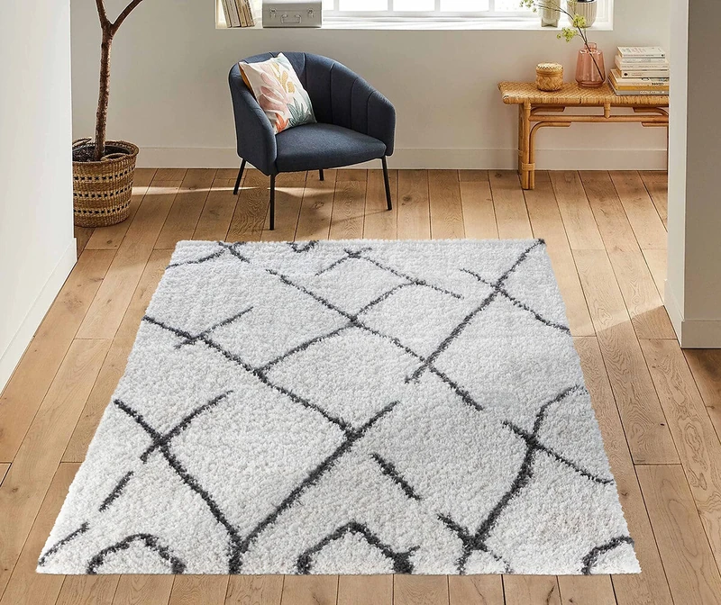 Serdim Rugs Morrocan Berber Living Room Scandi Shaggy Area Rugs, Dark Cream, 200x290cm (6'7"x9'6")
