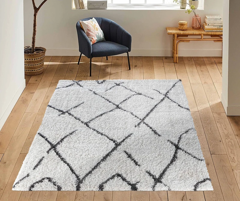 Serdim Rugs Morrocan Berber Living Room Scandi Shaggy Area Rugs, Dark Cream, 160x230cm (5'3"x7'7") - Image 1