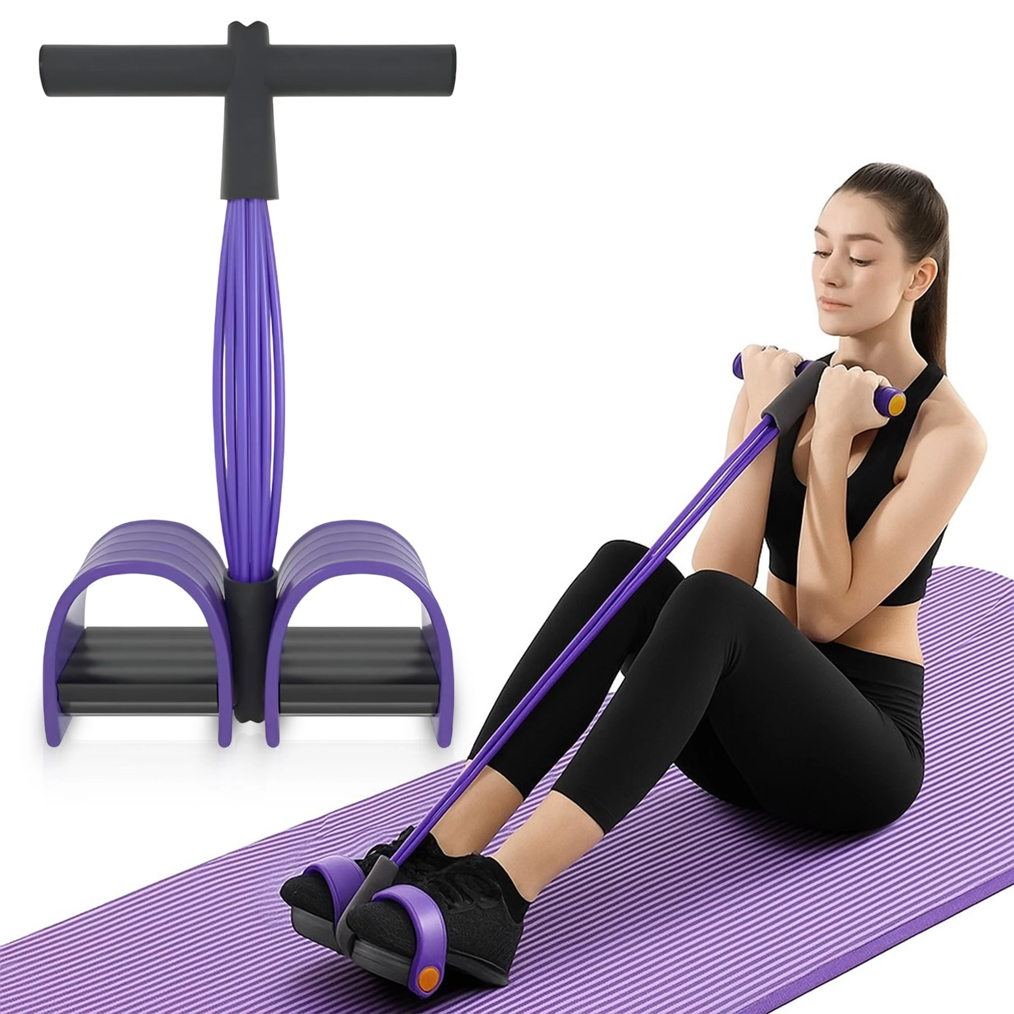 Multifunction Resistance Training 6 Tube Pedal Resistance Band Sit-up Pull Rope Fitness Pedal Exerciser Tension Rope Sport Trainer Equipment for Legs Fitness Arm Slimming Training
