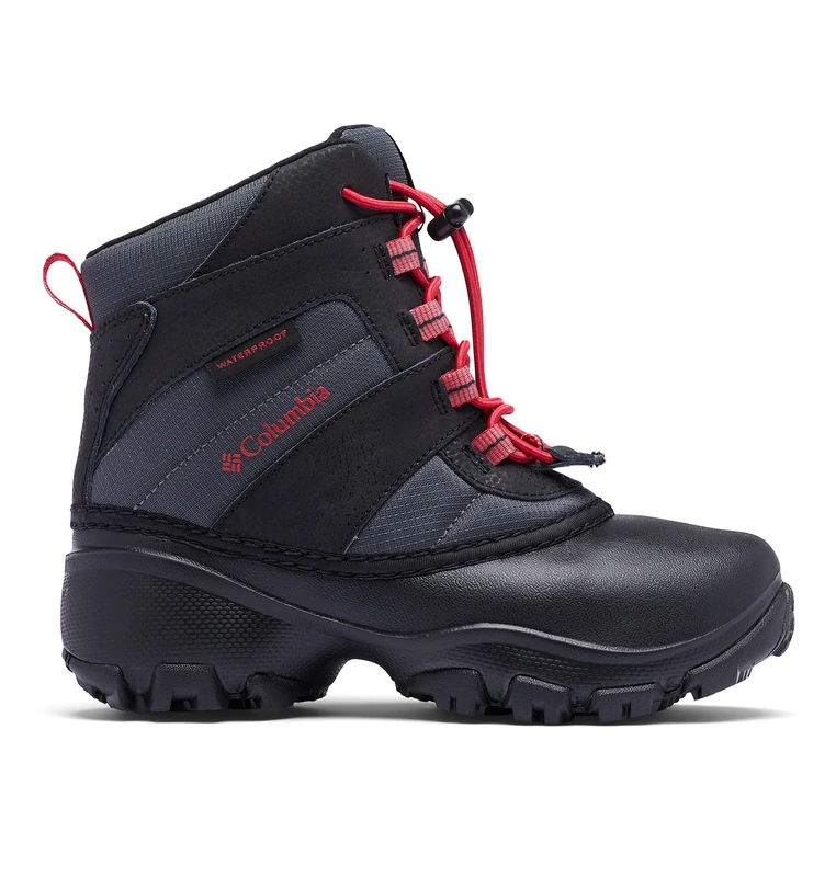 Columbia Youth Unisex Little CHILDRENS ROPE TOW III WATERPROOF Boots, Dark Grey, Mountain Red, 7